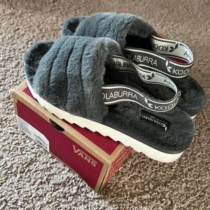 Koolaburra grey womens faux fur slides. Size 9. Like new.